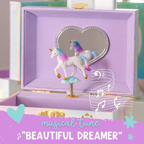 Miniatura 2 de Joyero musical de unicornio para niñas, caja de música para niños con unicornio giratorio, regalos de cumpleaños de unicornio para niñas pequeñas,