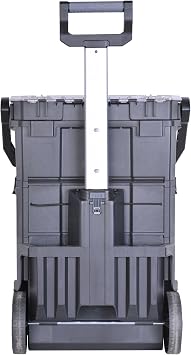 STANLEY 2-in-1 Rolling Workshop Tool Box Empty Tool Box (53 x 75.60 x 32 cm Tool Carrier with Organiser Attachment with Two Large Compartments Telescopic Handle Made of Robust Plastic) STST1-79231