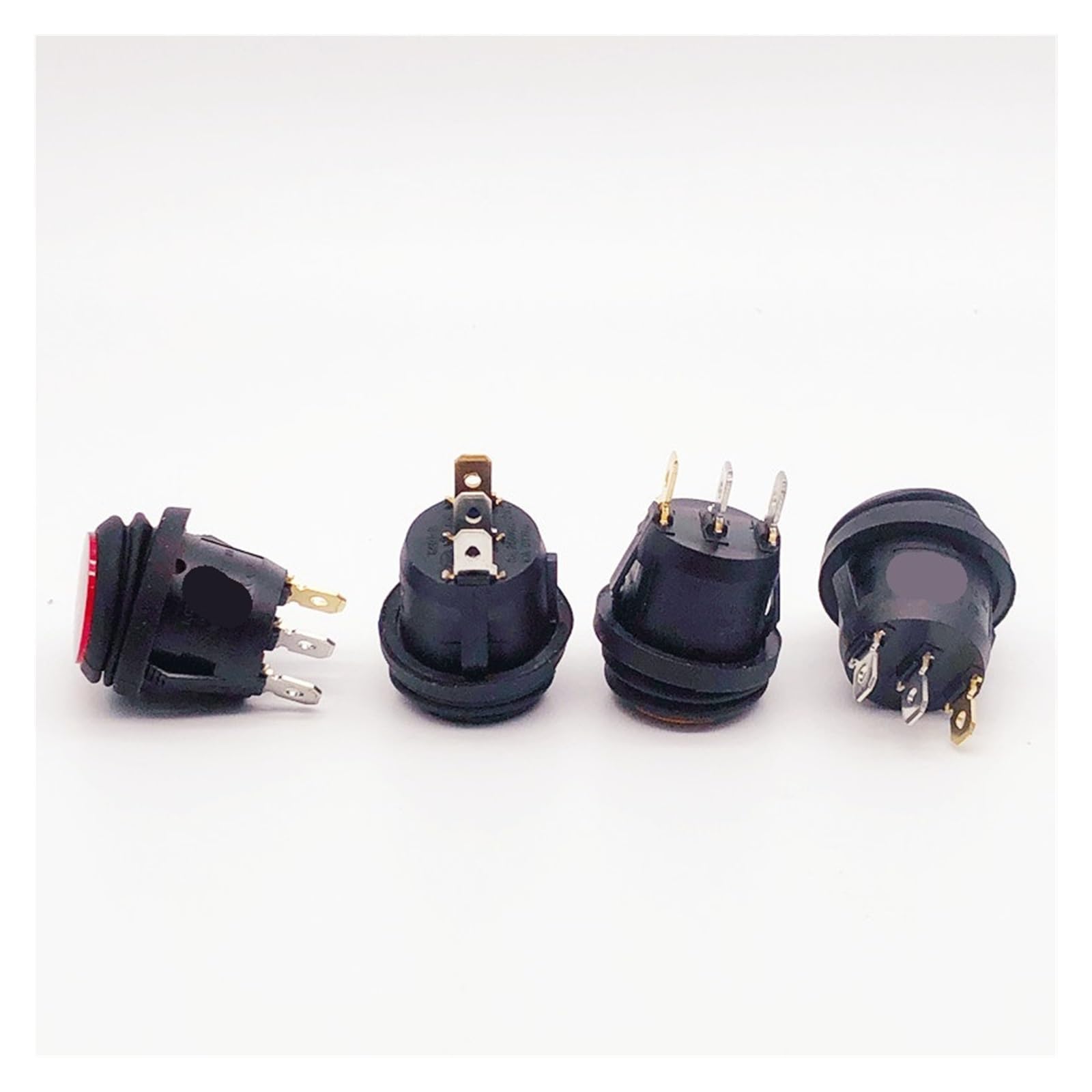 Mini Interruptor Basculante Circular KCD1, Encendido/Apagado, 3 Pines, 6A 250VAC/10A 125VAC(Black,2PCS-DC12V)
