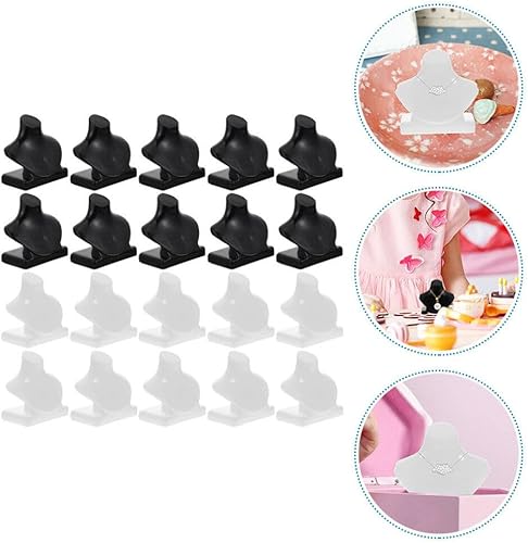 Miniatura 7 de Alipis 20 piezas de casa de muñecas busto de joyería miniatura soporte de exhibición de collar de caballete de plástico maniquí pulsera anillo