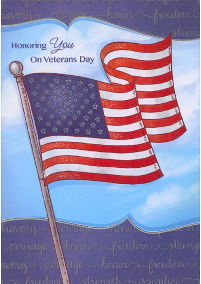 Designer Greetings Honoring You Waving Flag Illustration Veterans Day Card Office