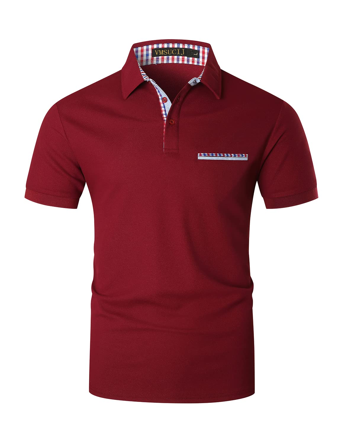 Męska koszulka polo, slim fit, lekka i oddychająca koszulka polo z krótkim rękawem, sportowa koszulka polo w kontrastowym kolorze, z kieszenią