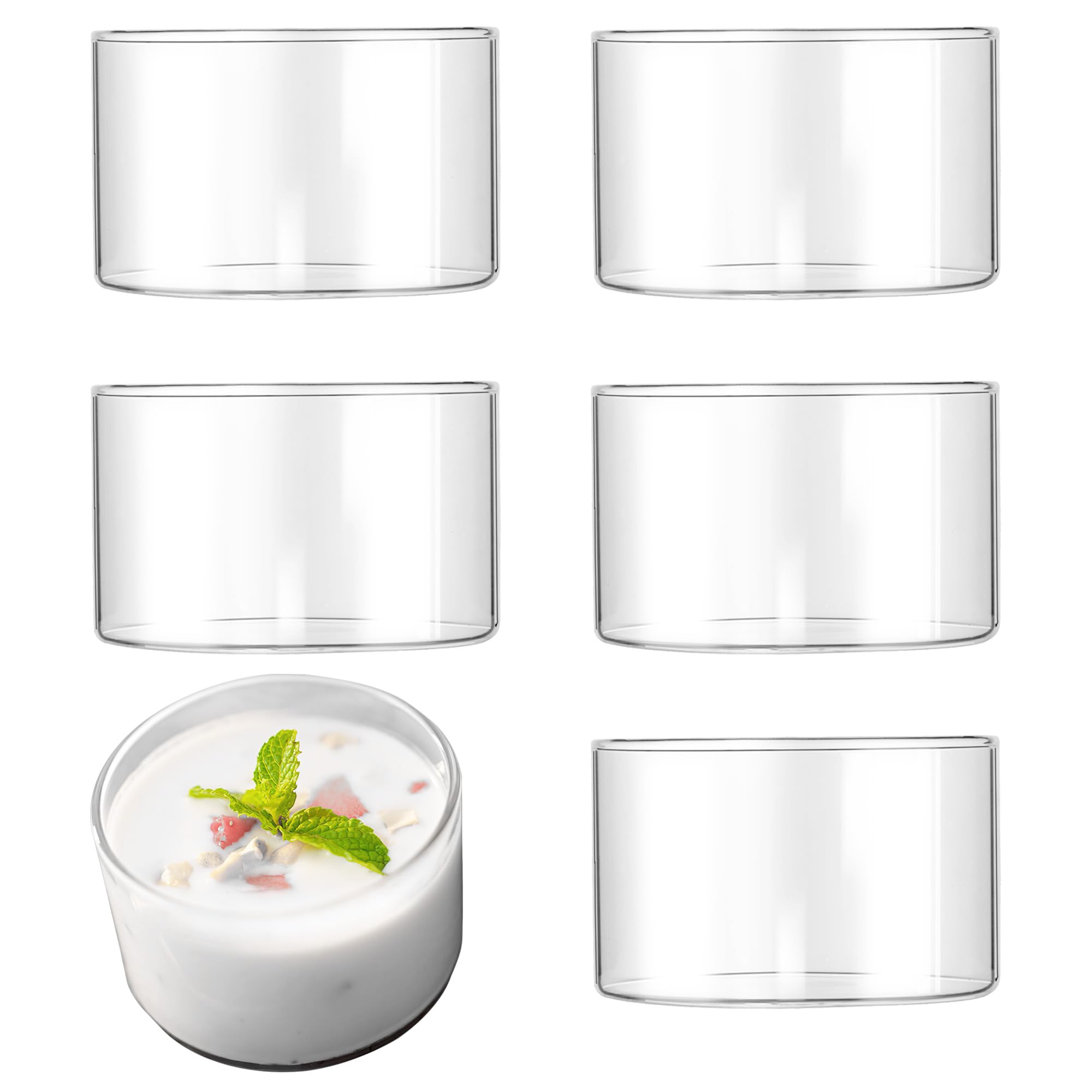 Set of 6 Dessert Glasses, 190 ml, Small Glass Bowl, Ice Cream Cups, Glass Bowls Set, Dessert Glasses, Finger Food Bowls for Mousse, Tiramisu Pudding, DIY Dessert, Transparent