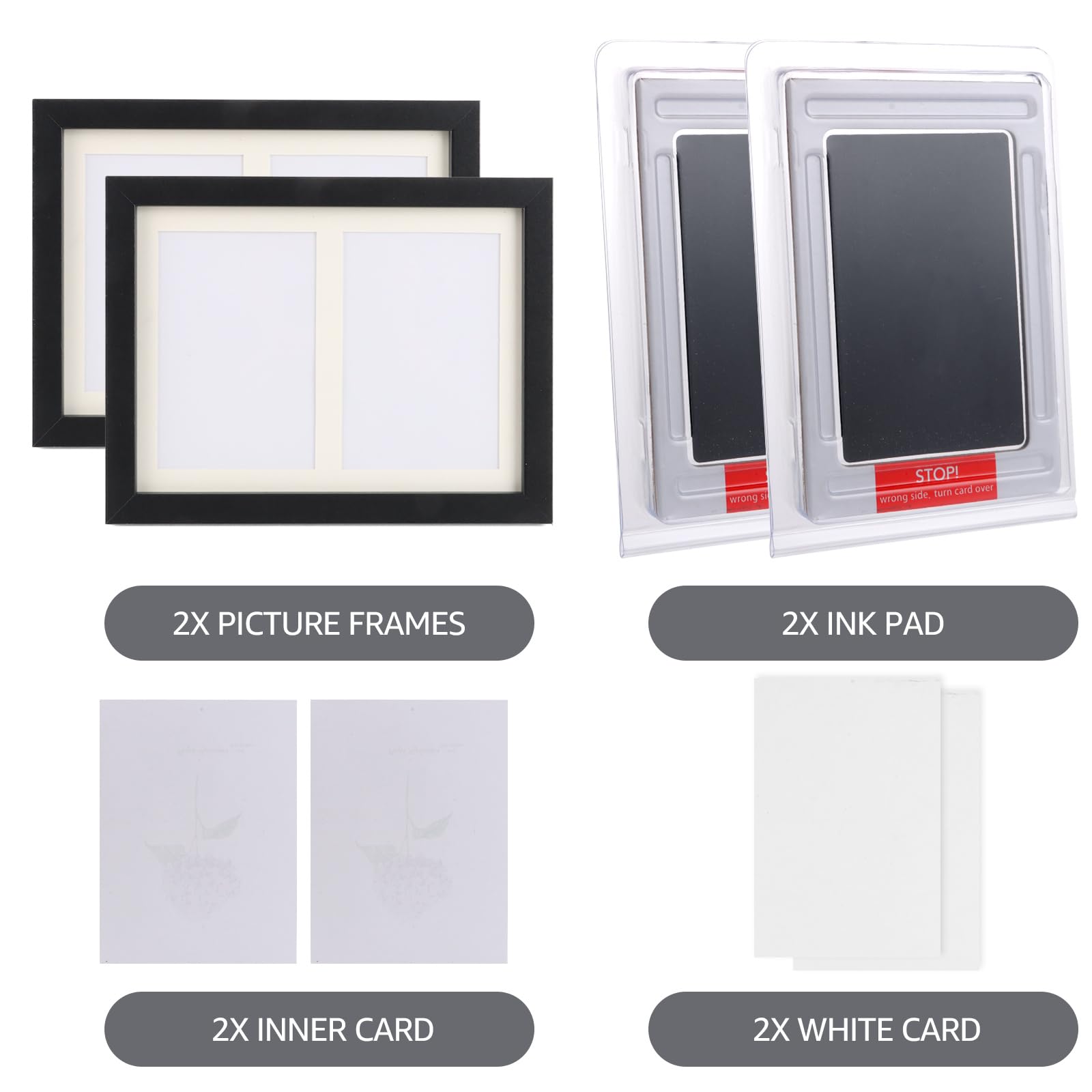 YAYODS 2Pcs Dog Paw Print Kit, Large Ink Paw Print Kit with 2 Photo Frames, 4 Imprint Card, Pet Paw Print Kit for Dogs & Cats - Image 2