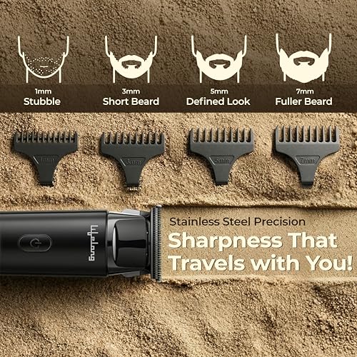 Image of Lifelong Mini Beard Trimmer for Man | Trimmer Men Beard | Cordless Portable All in One Trimmer for Man | Skin Friendly Shaving Machine with 4 Combs, 1.5Hr TypeC Rechargeable, 2Hr Runtime, Travel Lock