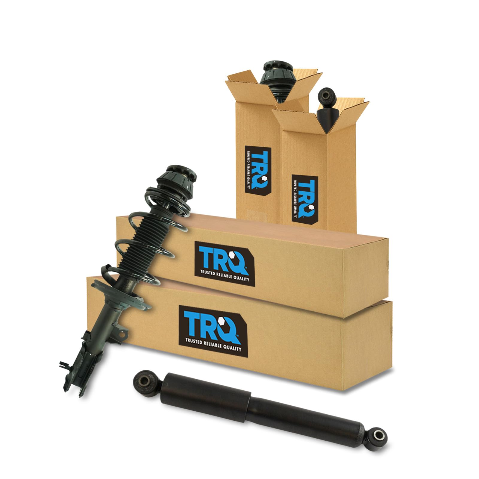 TRQ Front and Rear Complete Strut Assembly &amp; Shock Absorber Kit Complete Strut &amp; Coil Spring Assembly Compatible with 2012-2017 Kia Rio