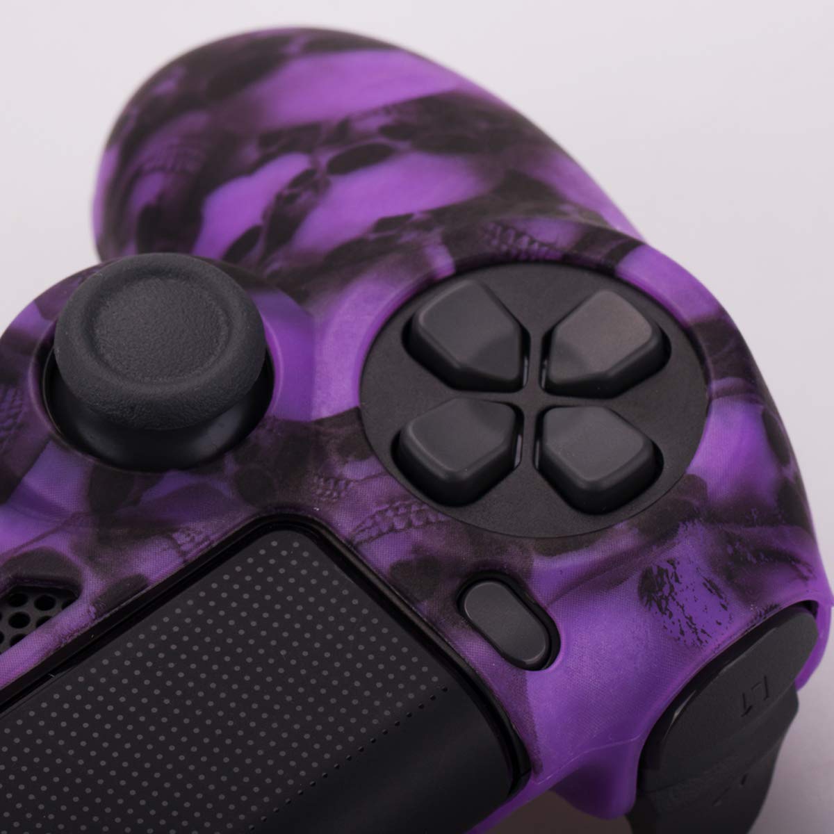 YoRHa Coque en Silicone Motif tête de Mort pour Manette Sony PS4/slim/Pro Dualshock 4 (Violet) avec 8 poignées de Pouce Pro