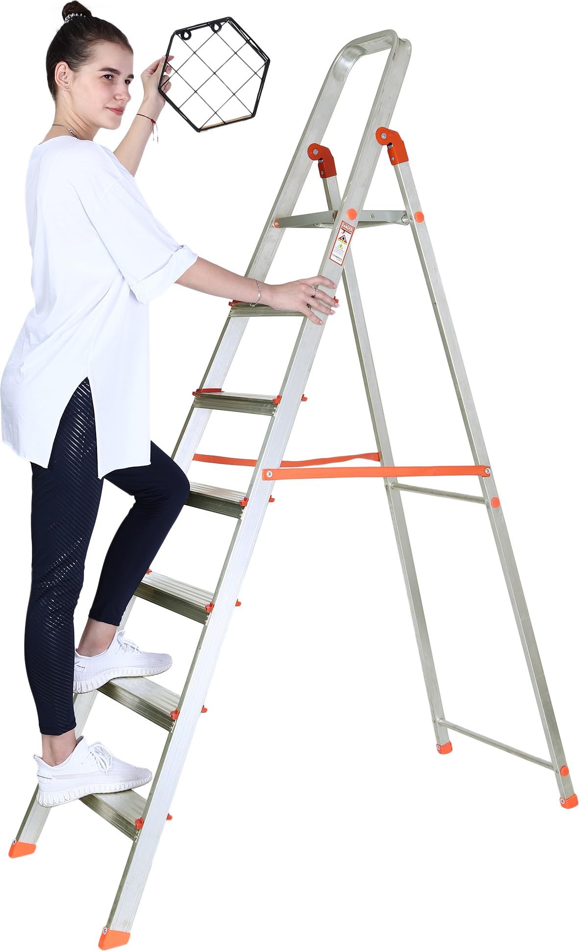 Skywave Luxury Advance Foldable Aluminium Ladder for Home | 5 Year Manufacturer Warranty | Slip Prevention Steps (7 Steps, Orange) (B0CWPB8DZN) Amazon Price History, Amazon Price Tracker