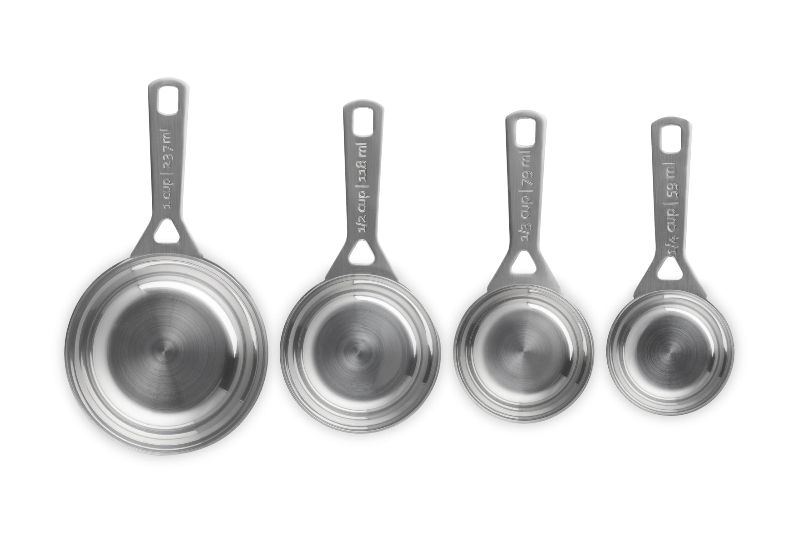 Le Creuset Messbecher aus Edelstahl, 4 Stück | Set enthält: 1/4, 1/3, 1/2, und 1 Tasse