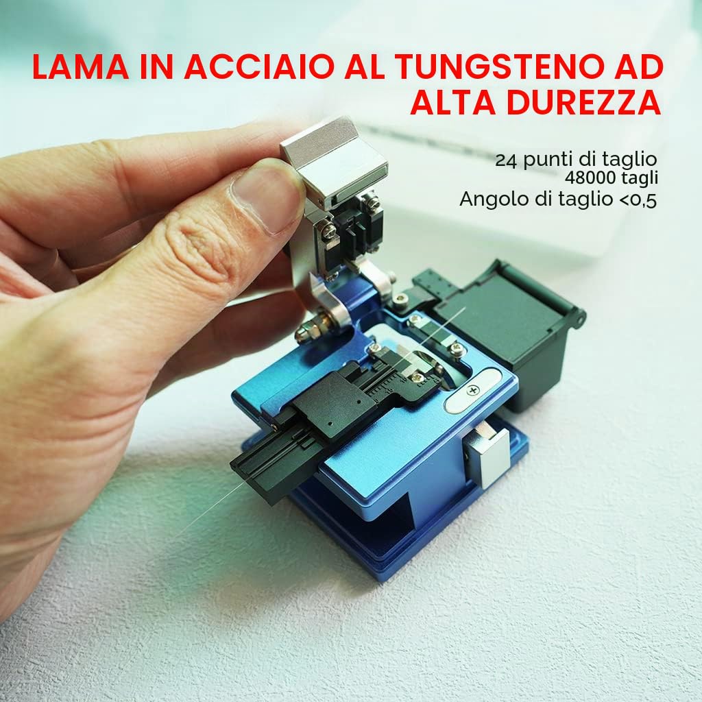 T28 Fiber Cleaver 24 Cleaving Spot 48000 Cleaves per taglio chiaro, taglierina in fibra ottica ad alta precisione con supporto 3 in 1 e guida di rimbalzo automatico