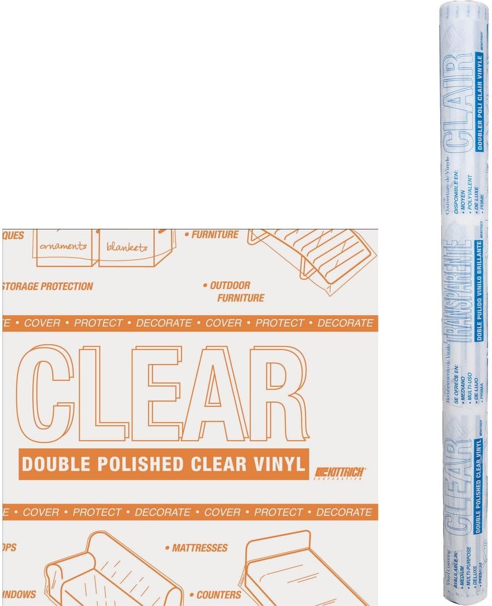 Magic Cover Super 20-Gauge Clear Vinyl Covering, Non-Adhesive, and Versatile Vinyl Roll, Shelf Liner with 0.020-inch Thickness, 54" x 15 Yards