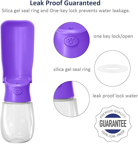 Miniatura 5 de WePet Botella de agua plegable portátil para perros, dispensador de agua para cachorros con alimentador para beber, 12 onzas, resistente a altas