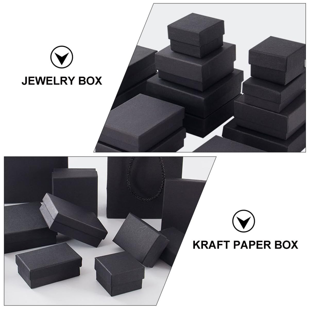 Scatola Gioielli in Carta Kraft Nera 96 Pezzi, Piccola | Anelli e Orecchini, Confezione da 96 Unità, Formato Compatto, Stile Sobrio
