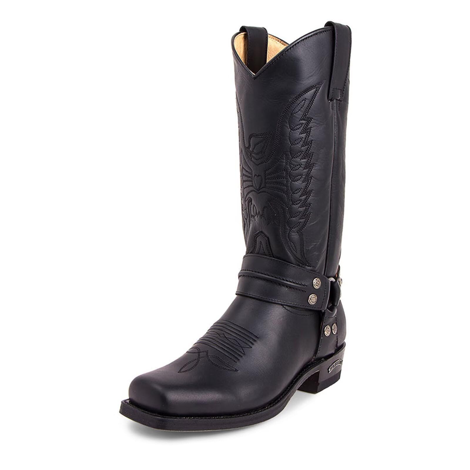 Męskie westernowe kowbojskie buty moda szpiczasty nosek wysoki obcas haftowane trwałe buty robocze tradycyjne buty wiejskie