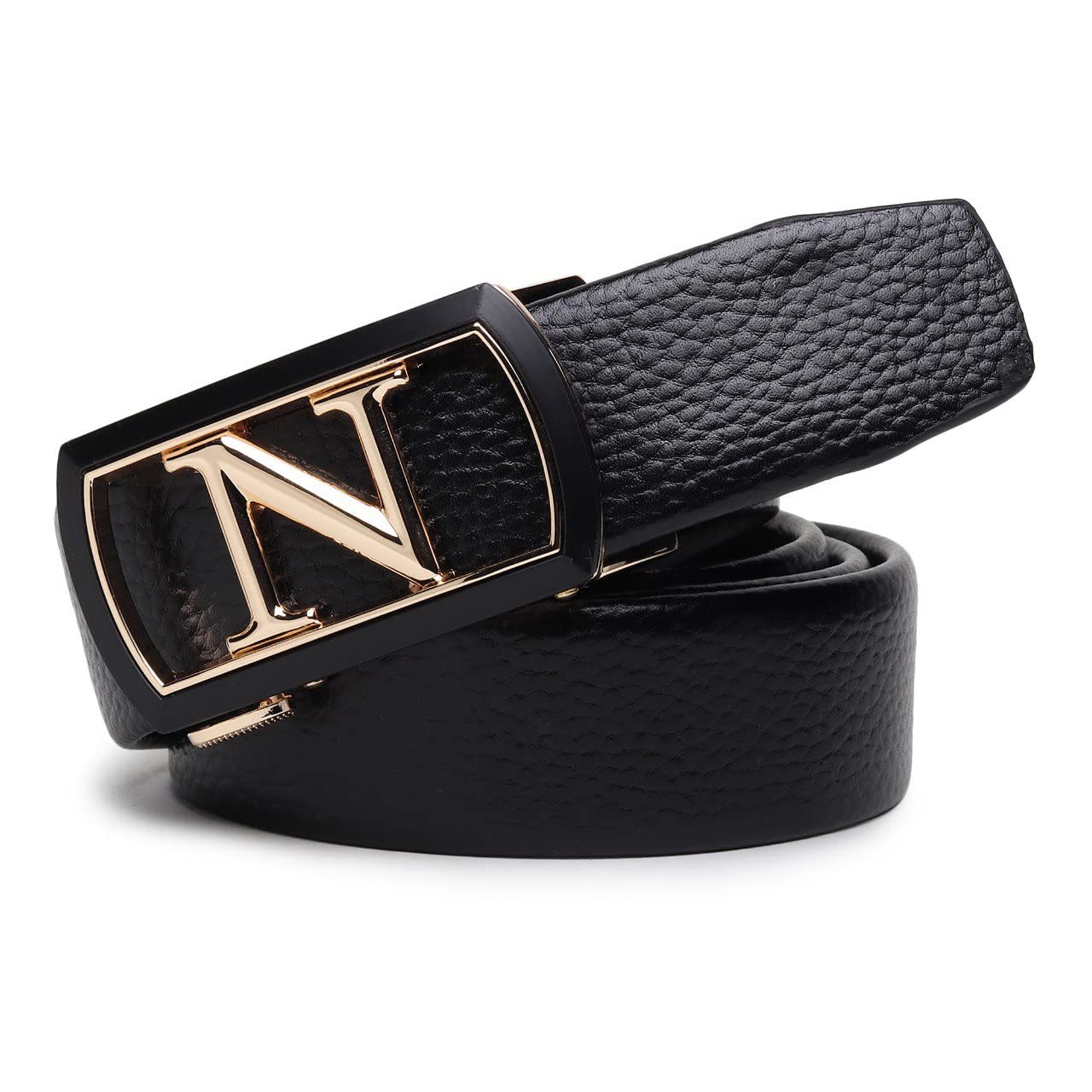 zacharias Men's Faux Leather Belt Automatic N Buckle ASG-18 (Black;Free Size)-picture-32