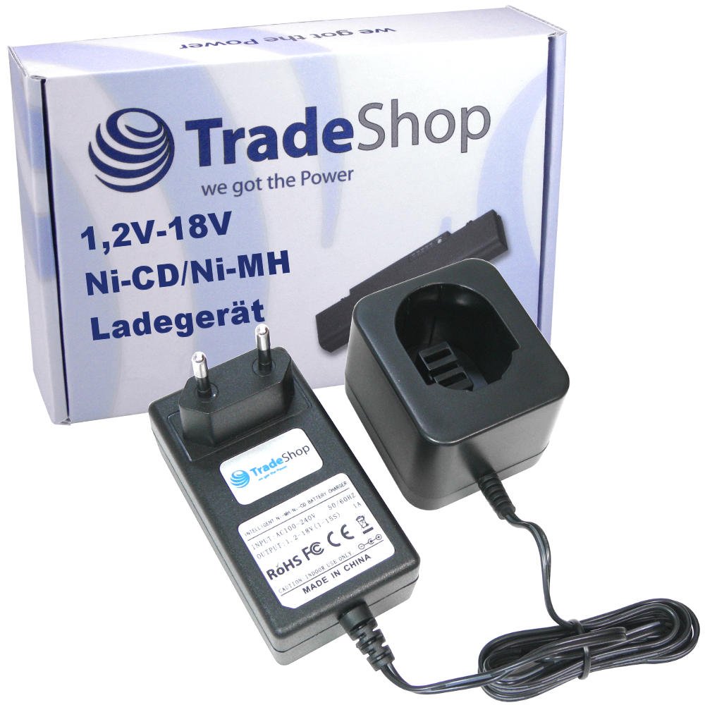 Trade-Shop Ładowarka do akumulatorów 1,2 V 7,2 V 9,6 V 10,8 V 12 V 14,4 V 15,6 V 18 V Ni-MH Ni-Cd stacja ładująca kompatybilna z A9252 A9262 A9267 A9274 A9275 A9276 A9527 FSB96 PS1200 PSA PS130 PSA