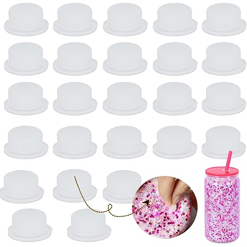 25 Pack Silicone Plug for Snowglobe Tumbler with Hole Diameter of 7.5 mm-8 mm, Silicone Stopper for Snow Globe Cup