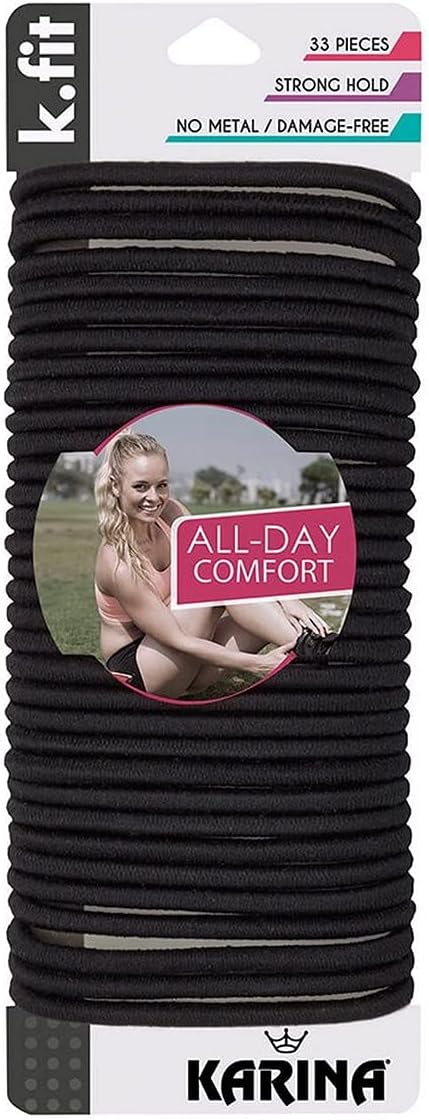 Karina K.Fit Thick Braided Elastics, Black, Medium