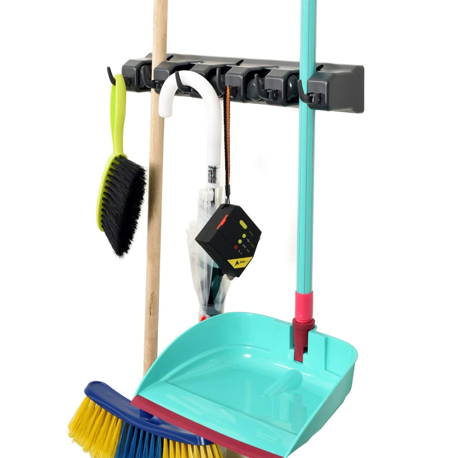 Surfexa Mop Broom Holder 5 Slots with 6 Hooks Wall Mount Heavy Duty Non-Slide Laundry Room Organizer Rack Garden Tool Kitchen Cleaning Supply Organization Storage Hanger (Broom-Holder-5 Slot) (B09XXTRCR9) Amazon Price History, Amazon Price Tracker