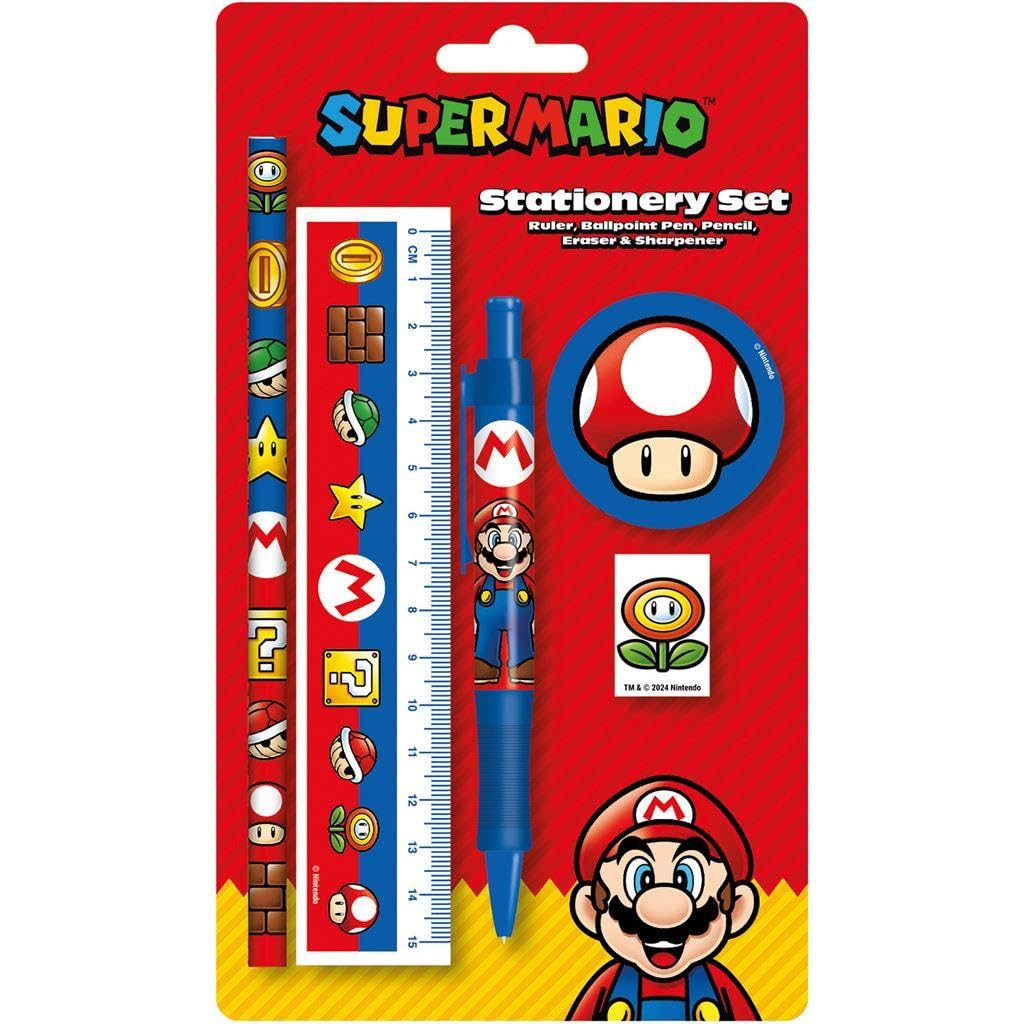 Pyramid Multicoloured Super Mario Essential Stationery Set Of 5