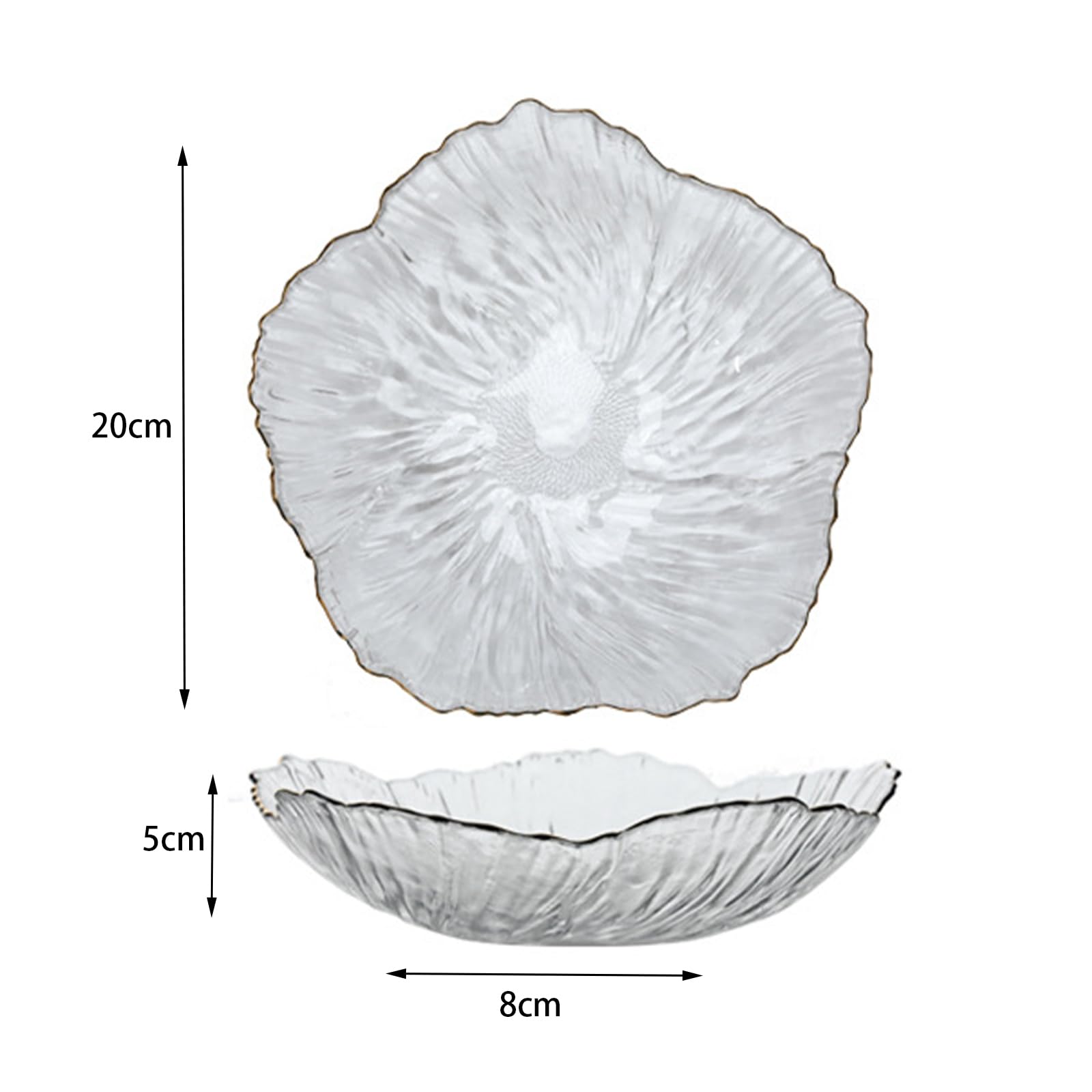 soulnioi Glass Fruit Plate, Flower Shape Crystal Dinner Plate - Image 2