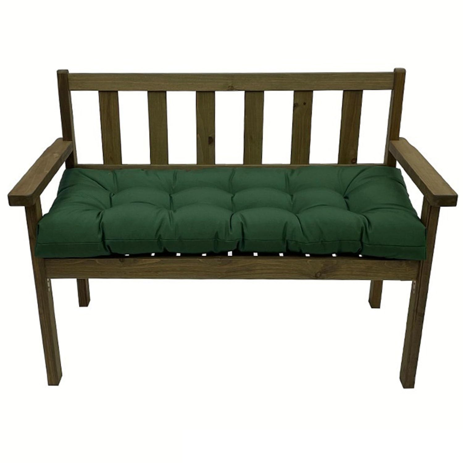 Cojín Para Banco De Jardín Etna 120x40 Cm Verde Pradera - Impermeable, Lavable A Mano, Incluye Cuerdas