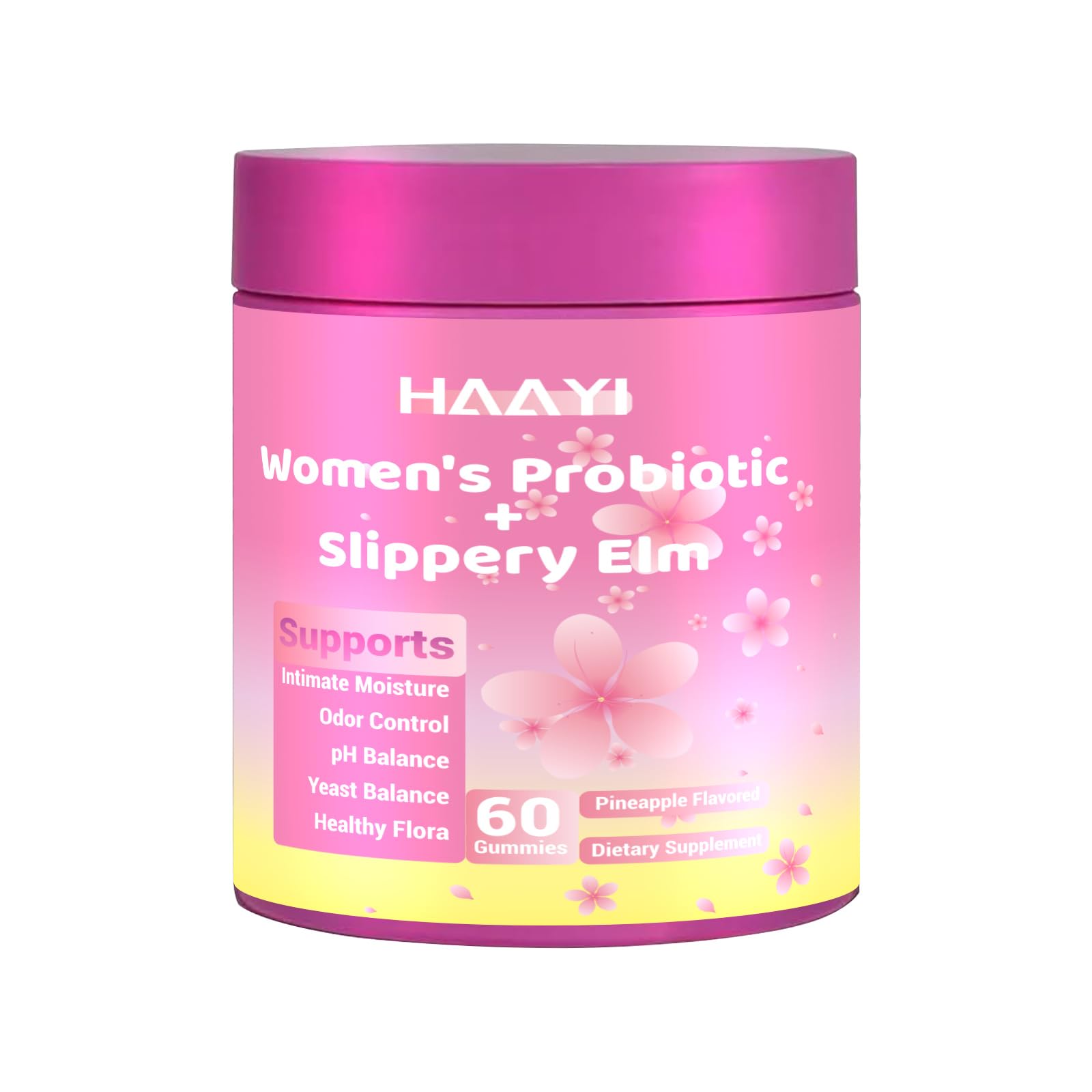 Womens Probiotic Slippery Elm,Pineapple Gummies for Women Ph Balance
