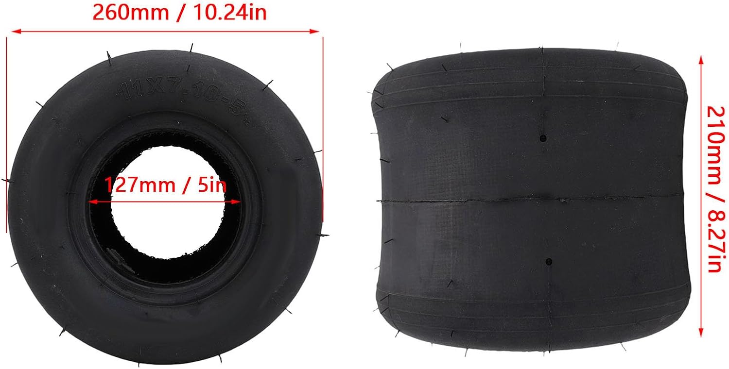 Luocute 11x7.10-5 Go Kart Tire, Tubeless Slick Tire with Shoulder Traction Technology for Drift Trike Go Kart ATV UTV Mower