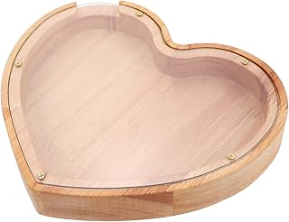 STOBOK Wood Piggy Bank Wood,Unbreakable Money Box Coin Bank Heart Shape Money Saving Box for Boys Girls Birthday Gift Home Decoration Wood Coin Bank