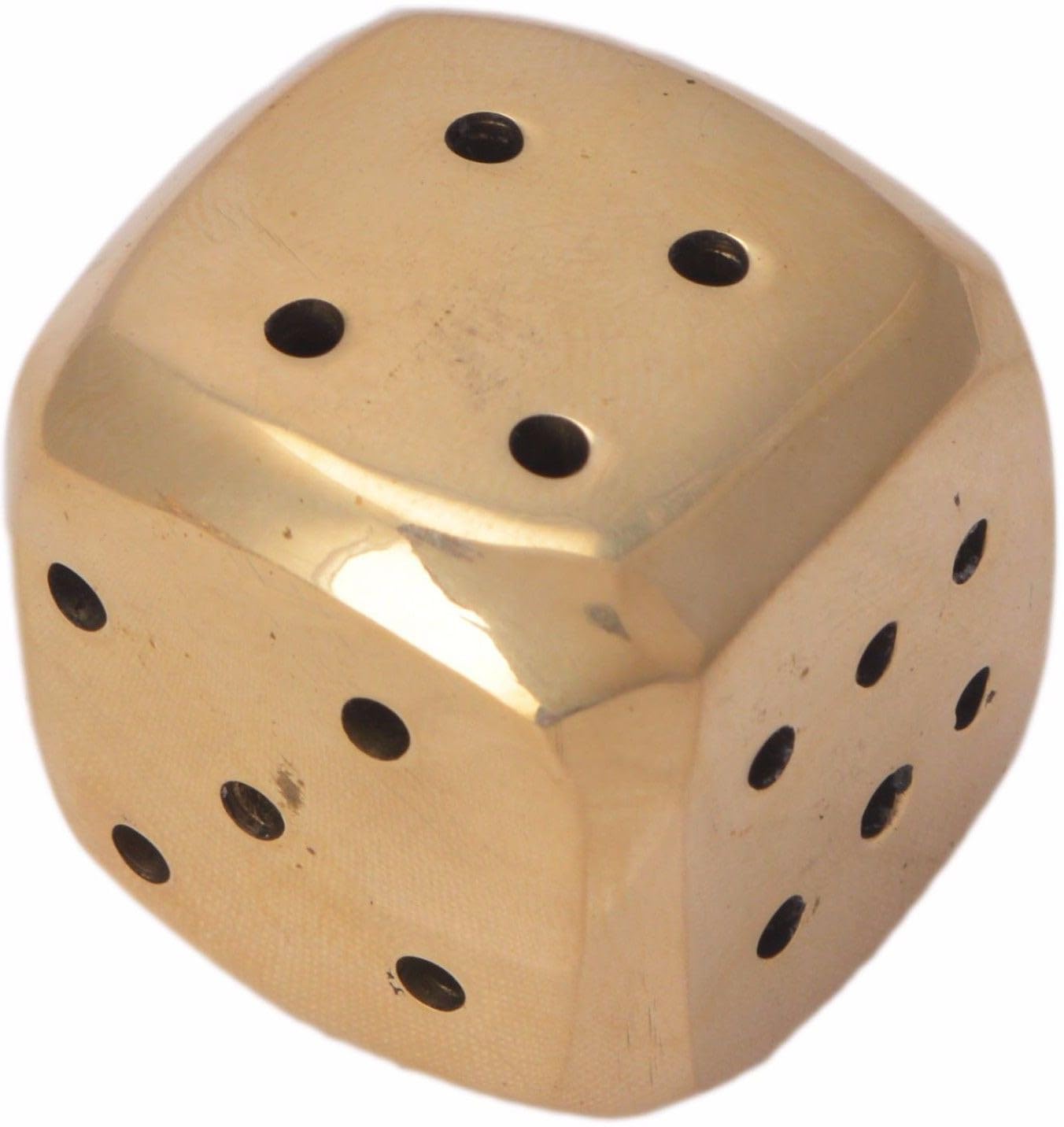 Solid Brass Dice 6 Side Spot with Round Corner/Ludo Brass Dice for Game (Size - 1 in)