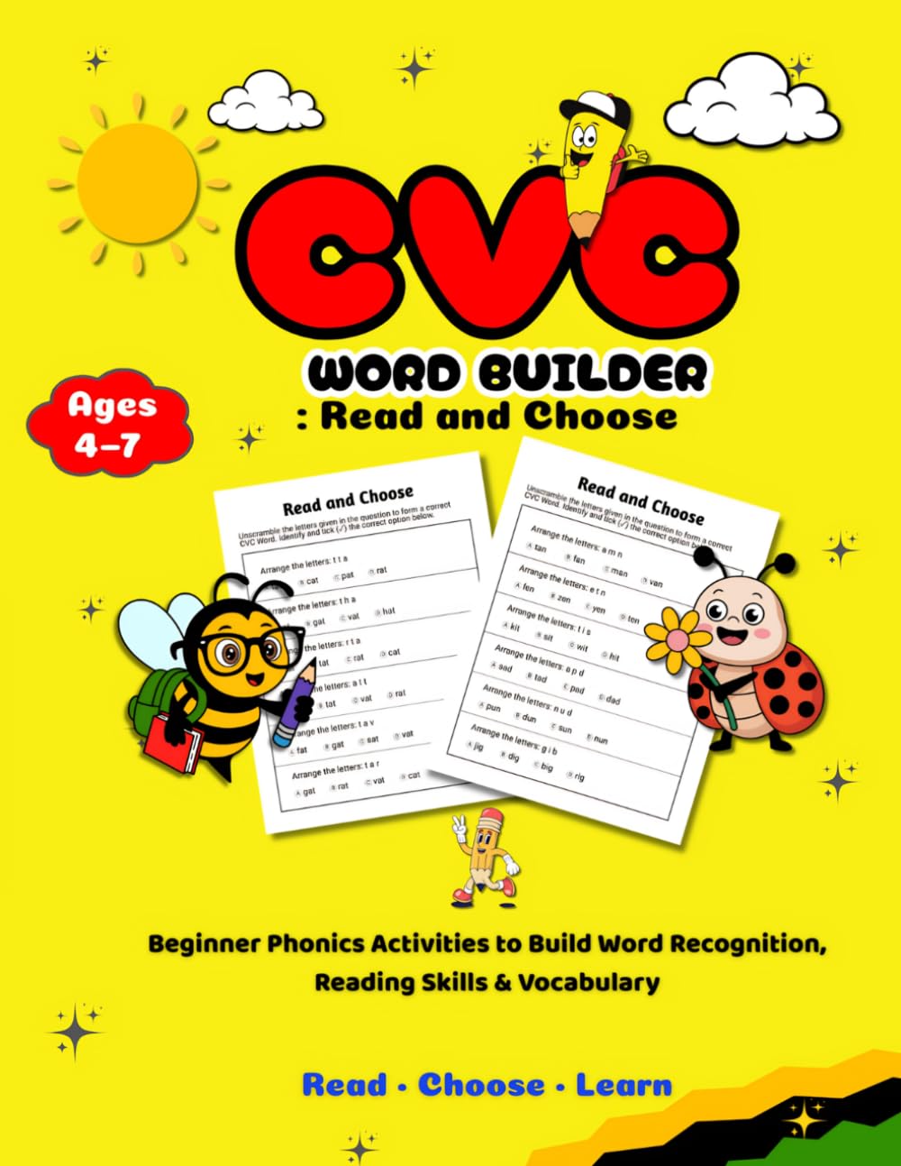 CVC Word Builder: Read and Choose: Beginner Phonics Activities to Build Word Recognition, Reading Skills & Vocabulary