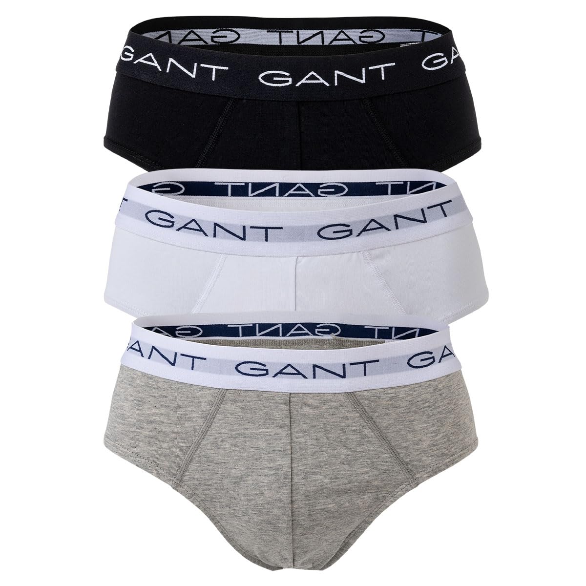 Gant Men's Light/Grey 3-Pack Logo Waistband Briefs - 94 Melange - 94 Melange - L