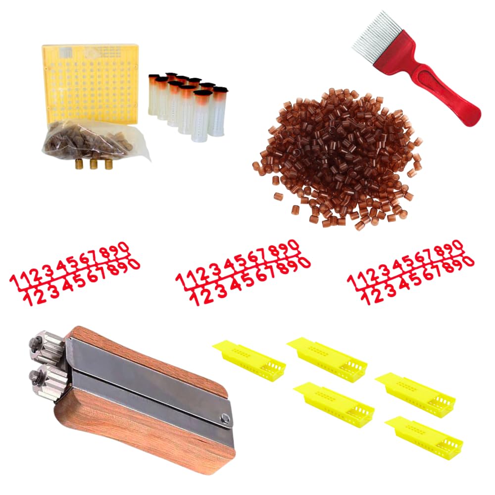 Kit da 20 pezzi per apicoltori con attrezzi per alveari, rullo e coltello da deoperculo, gabbia per api regina, alzafavo, raschietto, pinze e valigetta di accessori per apicoltura