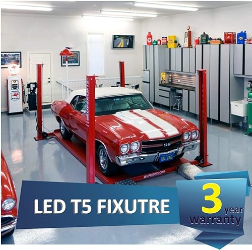 Miniatura 4 de Paquete de 8 luces LED T5 de Barrina, integradas en un solo accesorio, 4 pies, 2200 lm, 5000 K, 20 W, luz para el taller de herramientas, techo y