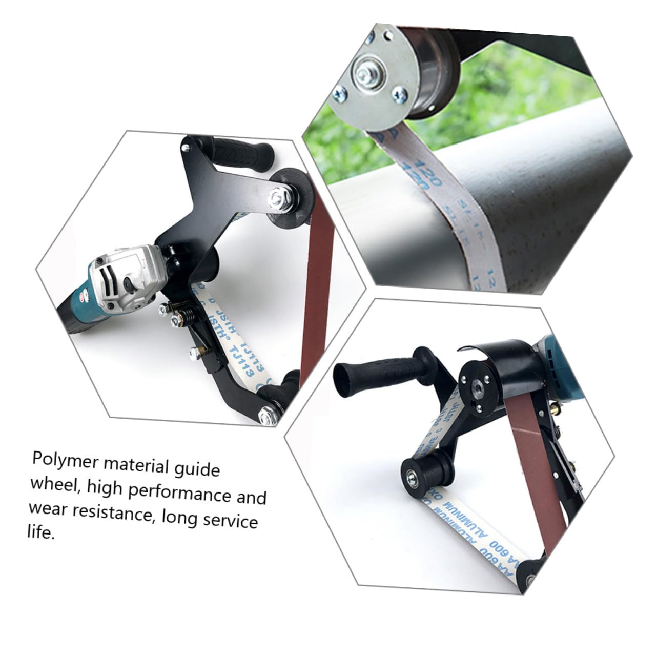 Bandschleifaufsatz aus Eisen Gummi für Winkel Schwarz 1 Satz