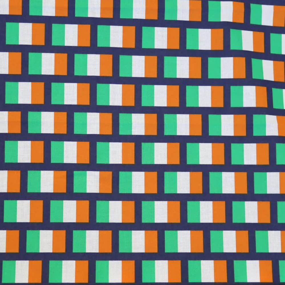 Oh Sew Crafty Limited Multicoloured Polycotton Fabric Ireland Flags Irish Tricolour Sold Per Metre