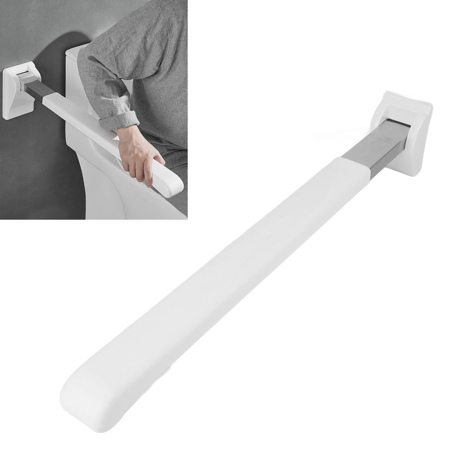 Rosvola Barra de Agarre Abatible Barra de Seguridad para Baño de Acero Inoxidable Antideslizante para Personas Mayores y Discapacitadas 76 X 8 X 5,5 Cm