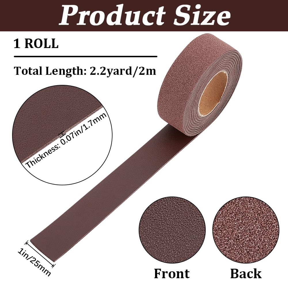 GORGECRAFT 25mm x 2m Lychee Grain Leather Strips Flat Leather Cord 1.7mm Thick Imitation Leather Strap Threads Rope for DIY Crafts Belt Furniture Handles Bracelets Jewelry Making - Image 2