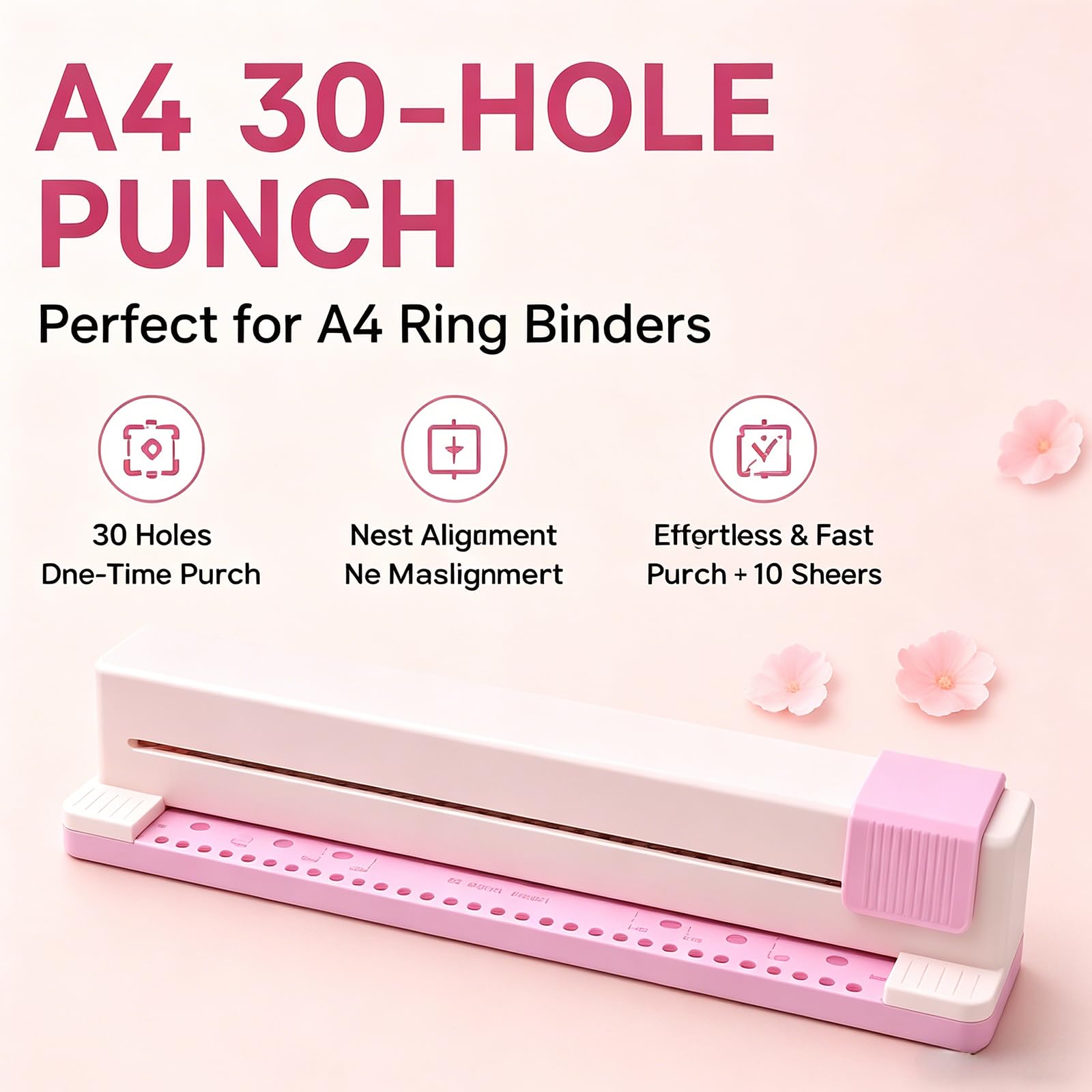 Perforatrice De Bureau Portable 30 Trous pour A4 A5 A6 A7, Perfore Jusqu'à 3 Feuilles
