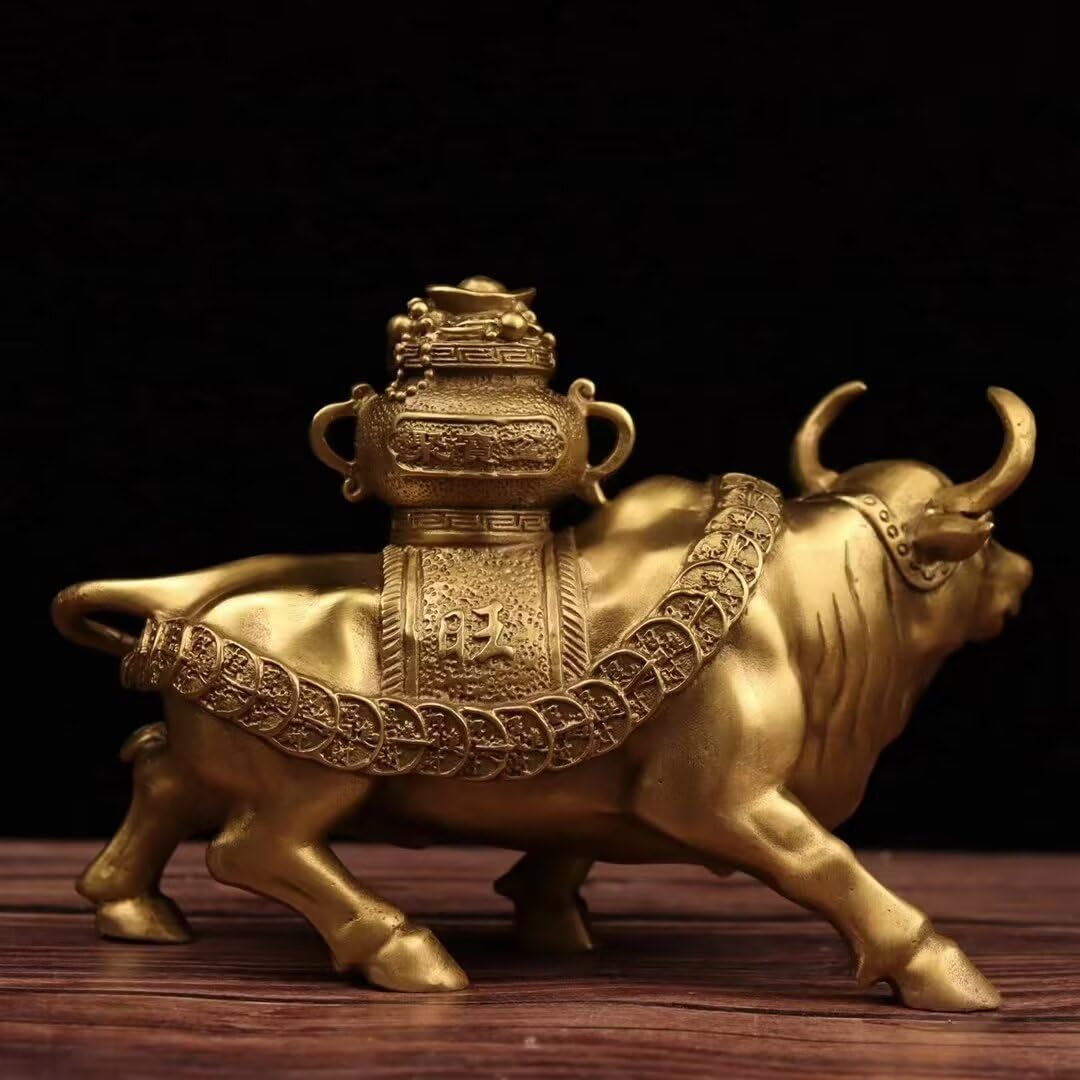 Glücksbringer – Wall-Street-Bullenstatue aus Messing – Börsendekoration – Kupfer-Bullenfiguren – Feng-Shui-Glücksbringer