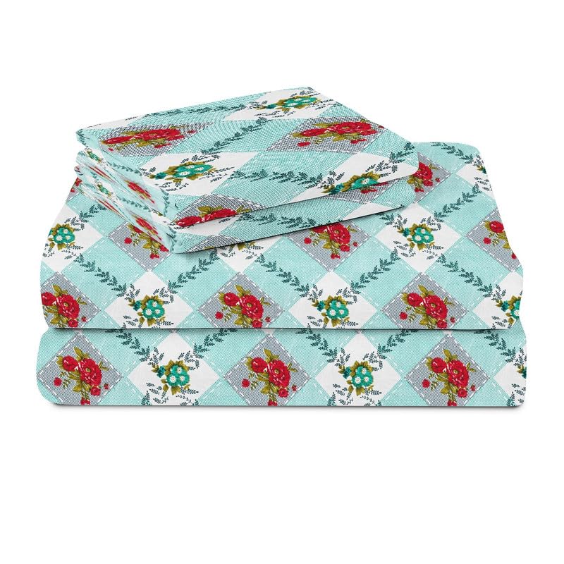 Image of HOMEKART Premium Printed Double Bedsheet with Two Pillow Covers - 86x84 Inches, Soft Microfiber Fabric, Fade Resistant, Lightweight & Wrinkle-Free Bed Sheet for Bedroom (220X218 CM, Sky Blue)