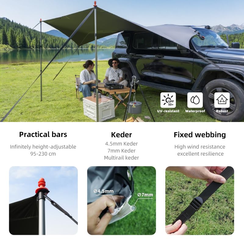 ComfortX Bâche moteur : protection UV, imperméable, ajustement universel avec ventouse et fixation passepoil 4/6 mm pour camping-car, caravane, SUV et bus de camping