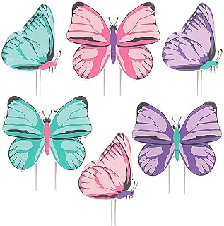 Fun Express Butterfly Sidewalk Signs - Butterfly Decorations for Garden Patio Yard Lawn - Gardening Art Christmas Whimsical Gifts - Home Wall Wedding Party Decor - 6 Pieces