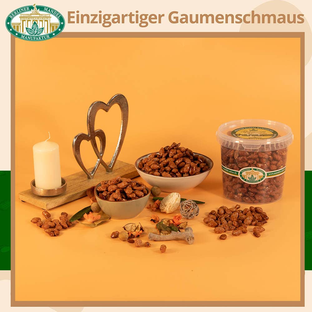 1x1250g gebrannte Mandeln, Vegan, Gebrannte Mandeln Großpackung, ohne Zusatzstoffe und Geschmacksverstärker, Süßigkeiten Weihnachten, spanische Largueta Mandeln