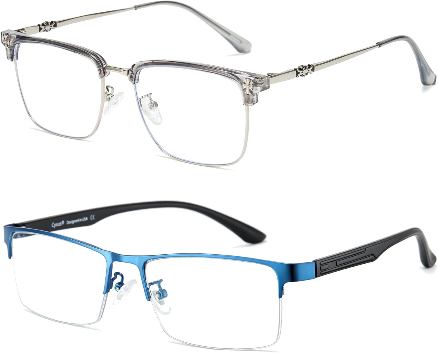 Cyxus semi-rim mens blue light glasses