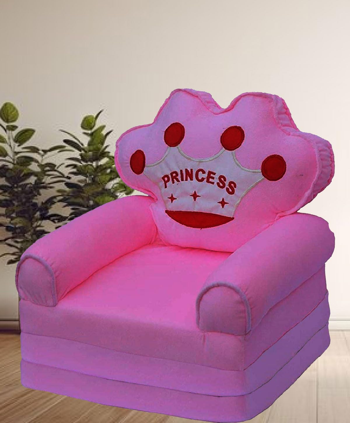 NKK PNP® Kids Fiber Foldable Sofa Come Bed for Room Decoration Gift Purpose- Bigger Size with 3 Foldable Fiber Seats, for Kids Upto 0-36 Months (Pink-Princess)-image-29