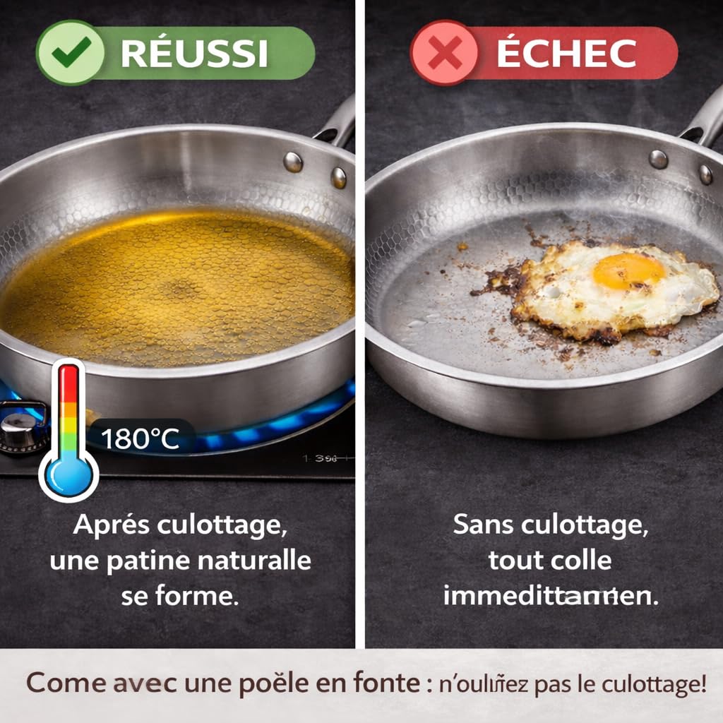 DZ'HUE Titanex - Poele Antiadherente Titane, Avec Spatule, Sans Revetement Chimique, Compatibles Induction, Gaz, Vitroceramique, Four (26cm,Without Lid)