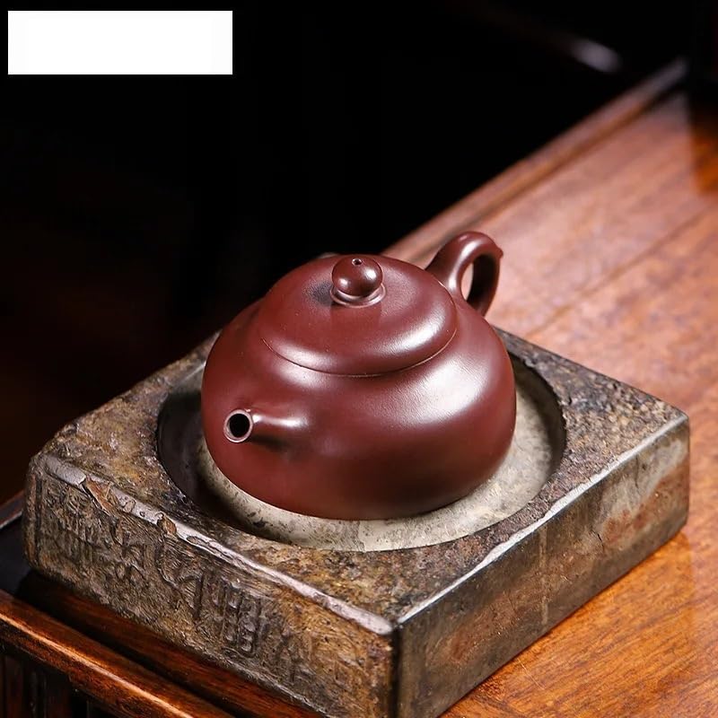 Tetera hecha a mano de 230 ml de arcilla morada, tetera hecha a mano, mineral crudo, berenjena, zisha, té para preparar té de hojas