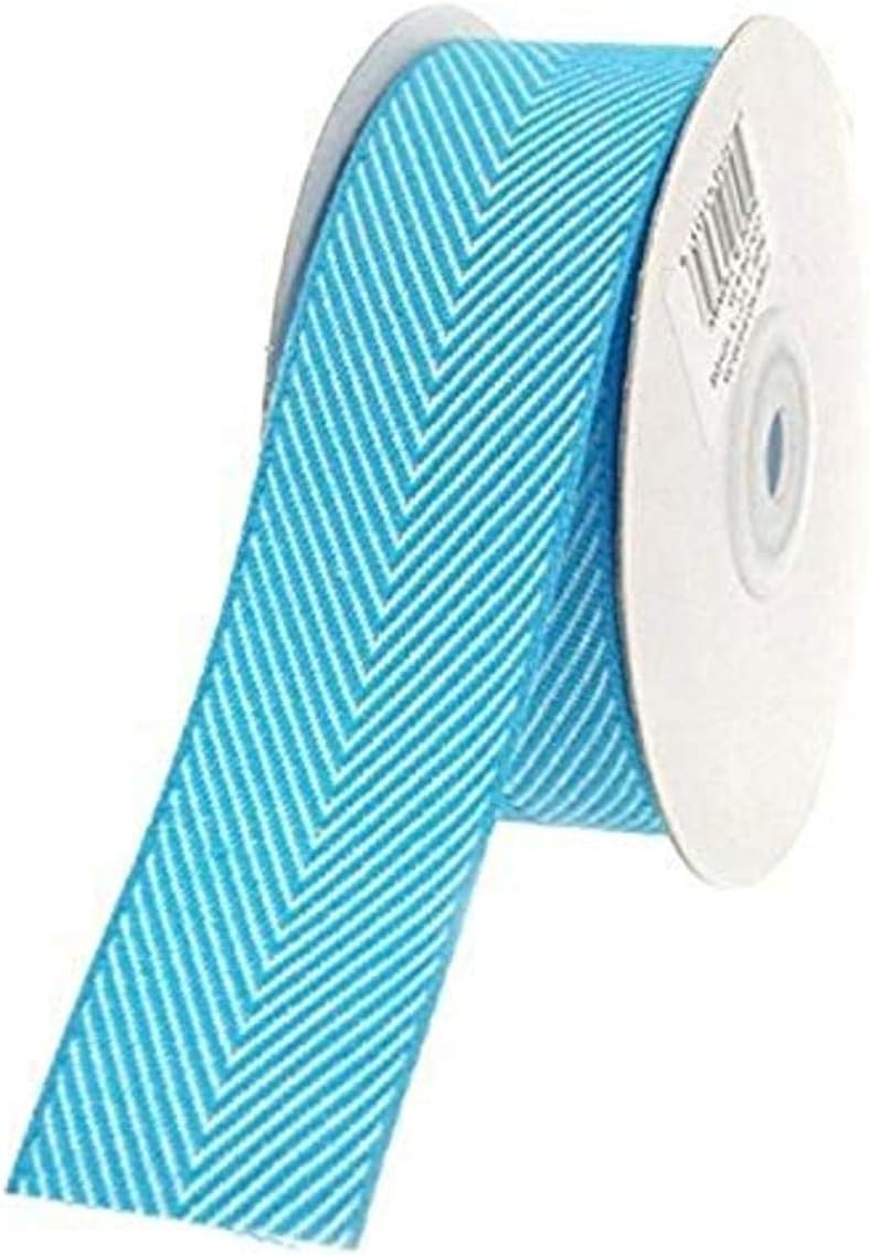 Chevron Herringbone Cotton Ribbon, 1-1/2-inch, 10-Yard (Turquoise)