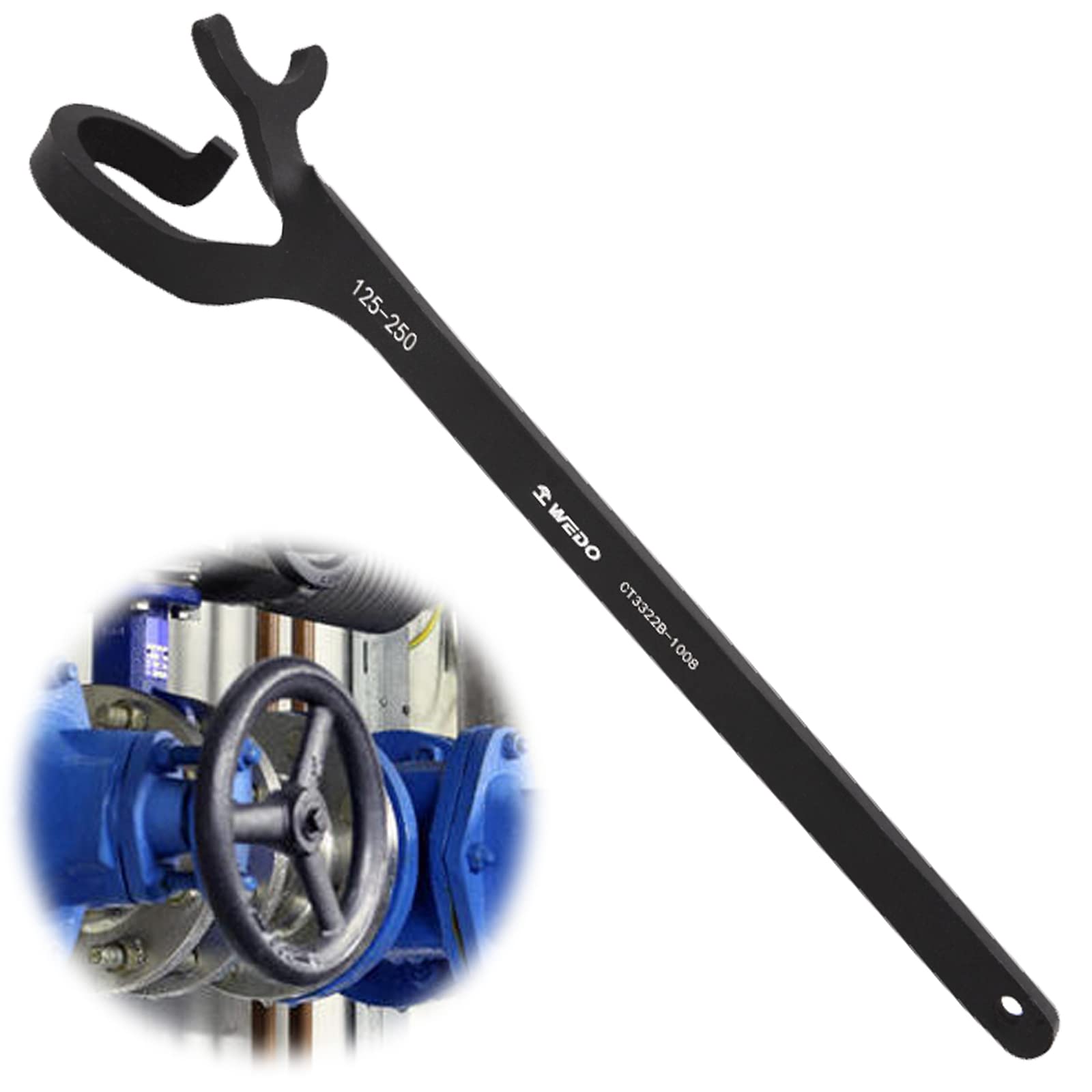 WEDO Hakenschlüssel Ventilschlüssel mit Kralle 40 Chromstahl Schwarz-Spray Einmal Geschmiedet Starkes Drehmoment 125-250mm 420mm